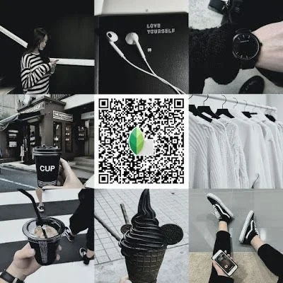 Moody black & white snapseed qr code